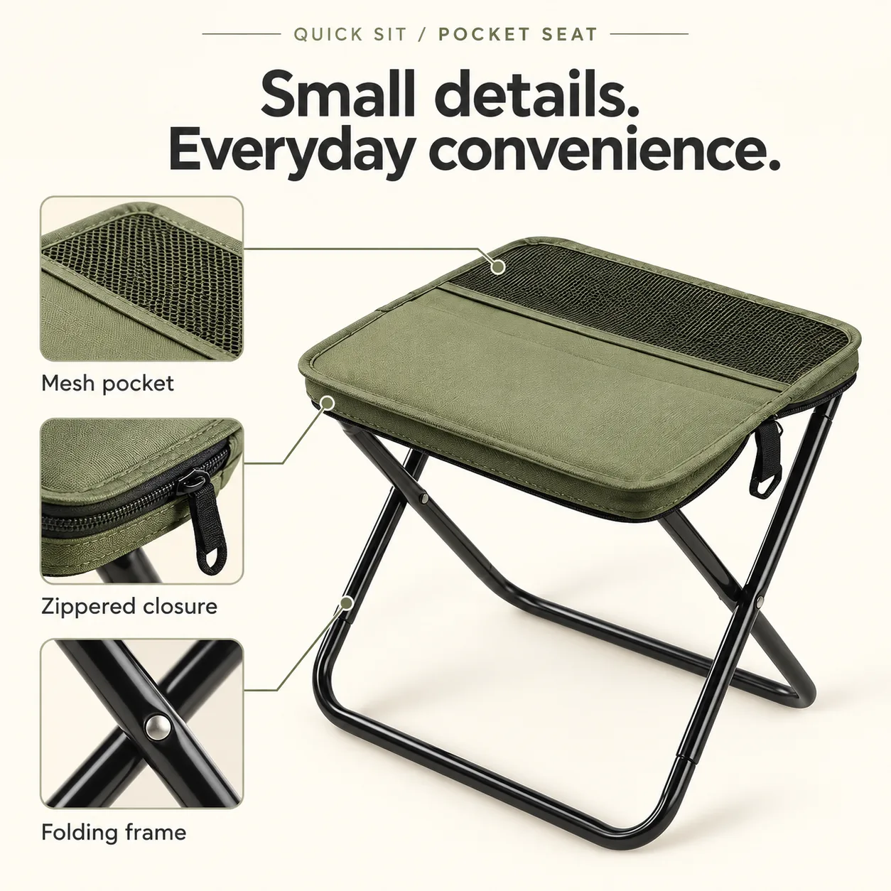 Quick Sit Pocket Seat — Details